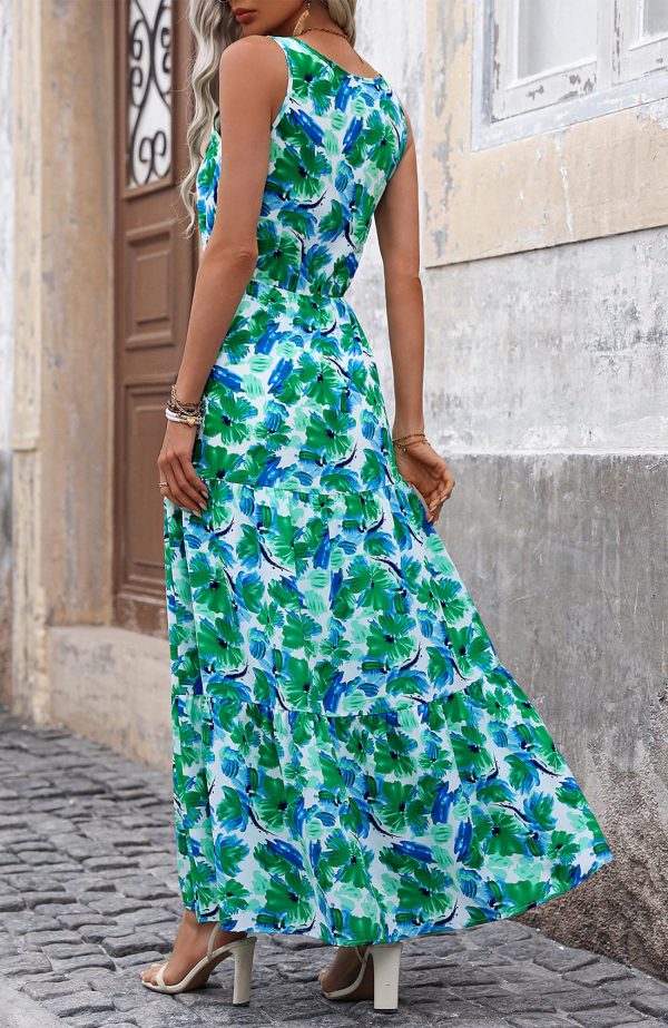 Women Summer Dresses Casual Sleeveless Maxi Dresses Cute Floral Long Dress Wedding Guest Dress