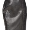 Ladies Real Leather Knee Length 22inch Pencil Skirt Club Office Casual Wear SKT1 Black