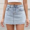 Denim Skort for Women High Waisted Denim Mini Skirt Stretch Women Jean Skirt Shorts with Trendy Frayed Raw Hem
