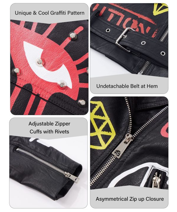 Women Faux Leather Jacket Studded Rivet Spring Fall Winter Fashion, Moto Biker Trendy Clothes Streetwear Belted