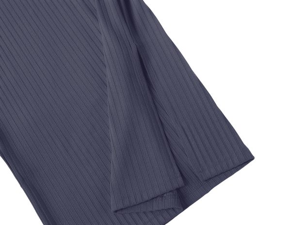 Women's High Waist Stretch Ribbed Knit Pencil Skirt Midi Length with Side Slit Office Work Bodycon Style