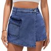 Denim Skorts for Woman Cargo Faux Wrap Jean Skort Skirts Stretchy High Waisted Skirt Shorts Country Concert Wear
