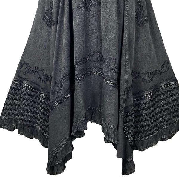 2025 Spring Women's Flowy Handkerchief Hemline Midi Maxi Skirts for Women - Gypsy Embroidered Ruffle Long Skirts