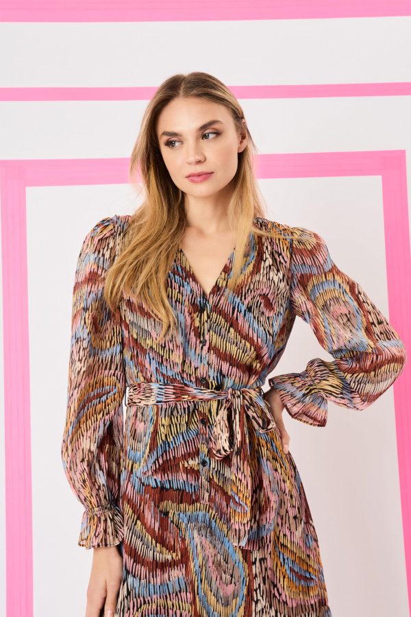 Long Sleeve Midi Wrap Bridal Shower Or Wedding Guest Work Dresses for Women