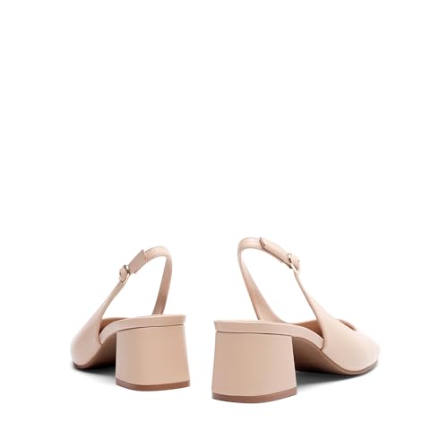 21S0CUdXVL.jpg Women's Low Chunky Heels Slingback Square Toe Block Dress Shoes Closed Toe Comfortable Wedding Work Pumps