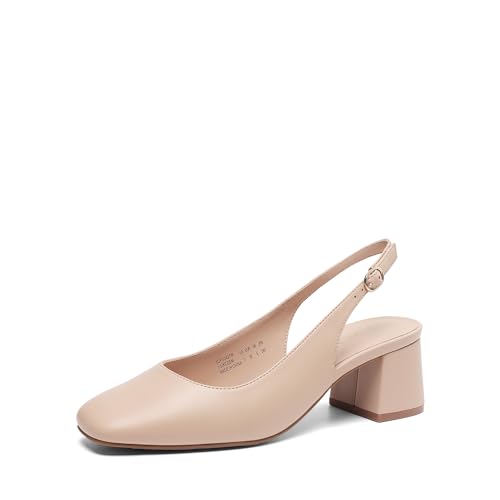 21kxwgvWc0L.jpg Women's Low Chunky Heels Slingback Square Toe Block Dress Shoes Closed Toe Comfortable Wedding Work Pumps