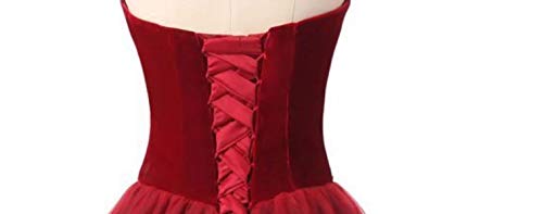 V Neck Velvet and Tulle Long Ball Gown Corset Formal Evening Prom Dresses