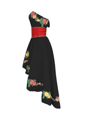Rose Flowers Embroidered Quinceanera Dresses Damas Strapless Satin Hi Low Formal Dress Girls 2025