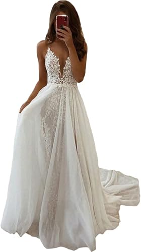 31-15SHX9AL.jpg Boho Wedding Dresses for Bride with Slit Lace Appliques Long Sleeve Mermaid Bridal Dresses for Wedding 2025 DE08