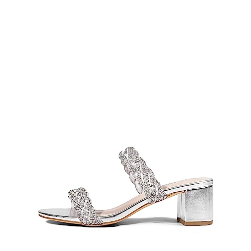 Women's Two Braided Strap Low Heels for Women Open Toe Block Chunky Heels Sandals Holiday Party Wedding Dress Pumps Shoes