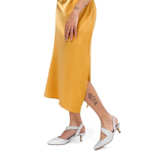 Women's Dress Shoes Low Heels 2 inch Kitten Pumps Slingback Wedding Party Medium/Wide Width Shoes