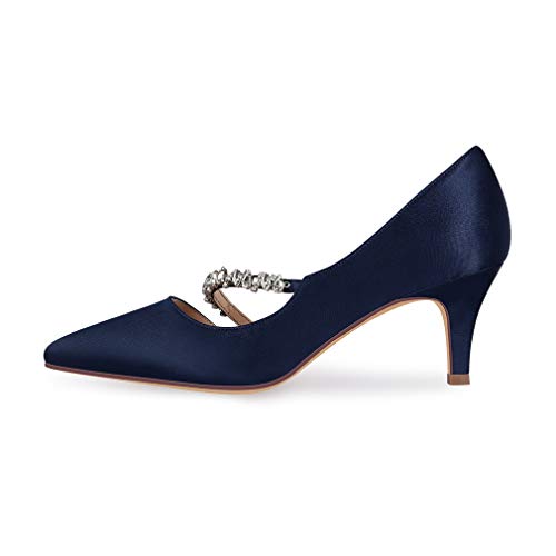 Women Mid Kitten Heels Closed Pointy Toe D’Orsay Pumps Wedding Party Shoes