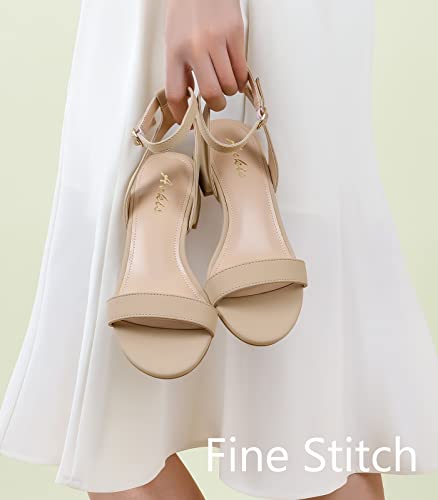 Black Nude White Red Women Sandals Comfortable Walking Strappy Open Toe Sandals for Women Dressy Summer 1 Inch Low block Heel