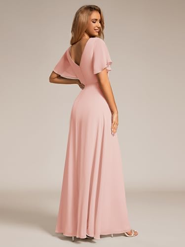 Women's Formal Dresses Flutter Short Sleeve Floor Length Dress 2024 High Waist Evening Dresses 0050