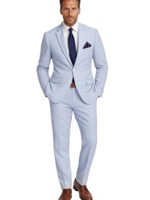 Emigre Men's 100% Cotton Striped Seersucker Suit