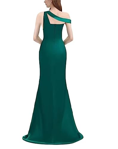 One Shoulder Mermaid Bridesmaid Dresses for Wedding Long Prom Dresses Bodycon Formal Party Gowns with Slit