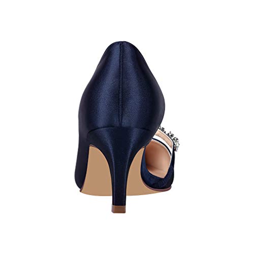 Women Mid Kitten Heels Closed Pointy Toe D’Orsay Pumps Wedding Party Shoes