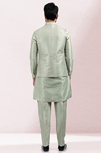 Lady Dwiza Indian Traditional Wedding Festive Season Waistcoat Party Wear Kurta Pyjama Set With Nehru Jacket For Men