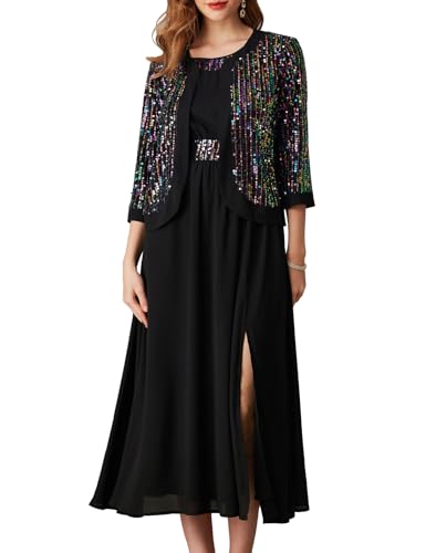 Women's Formal Dresses Mother of The Bride Dresses for Wedding Party Cocktail Dress Two Piece Dress Sequin Dress