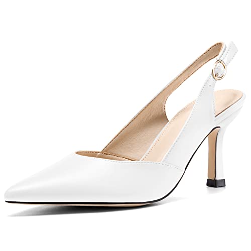 Women's Slingback Kitten Heels Closed Pointed Toe Wedding Party Dress Pumps Shoes