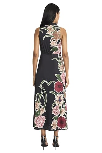 Women's Sleeveless Mock Neck Maxi Elegant Floral Print for Wedding Guest-Versatile Formal Dresses
