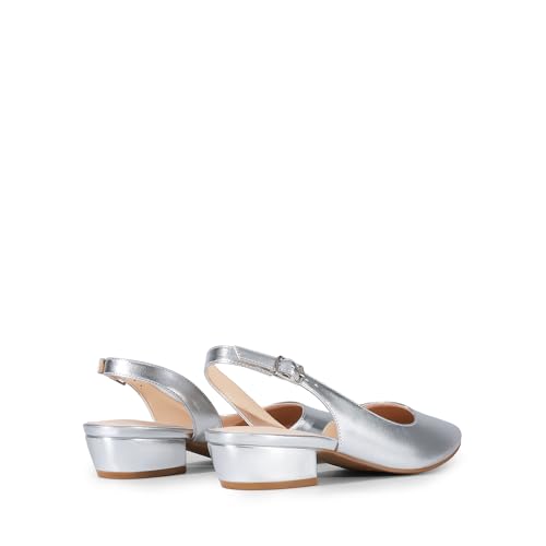 Womens Slingback Kitten Low Block Heels Closed Pointed Toe Ankle Strap Elegant Dressy Pumps Wedding Party Dress Shoes for Women