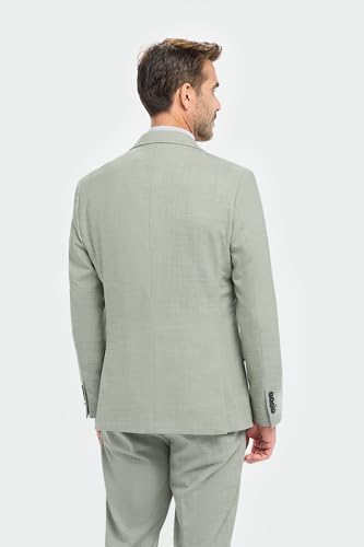 Men’s Boys Sage Green Textured Suit, 3-Piece Slim Fit, Smart-Casual & Formal Attire