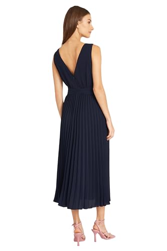Elegant V-Neck Sleeveless Pleated Midi Wedding Guest Dresses for Women