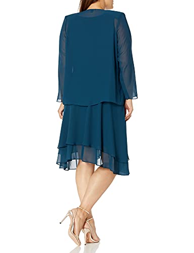 Women's Plus Size Embellished Tiered Mother of The Bride Gown with Jacket, Wedding Guest, Formal Event Dress