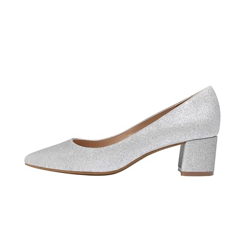 Women’s Chunky Low Block Heels Closed Toe Dress Pumps Shoes