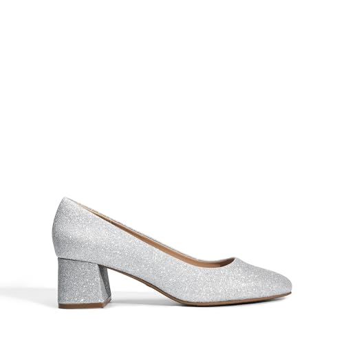 Women's Low Chunky Heels Square Toe Pumps Comfortable Slip On Dress Shoes Wedding Party Office Shoes