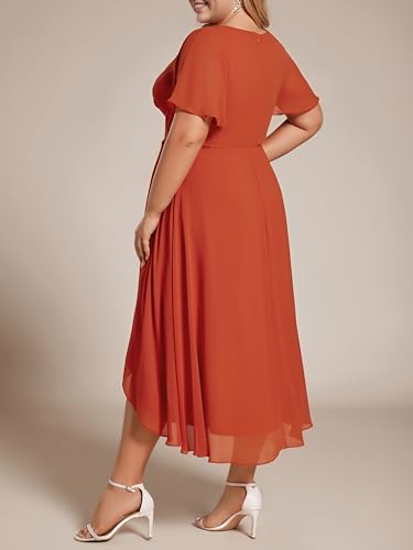 Women's A Line Curvy Pleated Chiffon Plus Size Semi Formal Dress