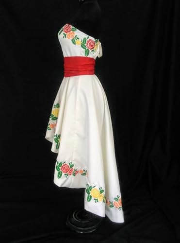 Rose Flowers Embroidered Quinceanera Dresses Damas Strapless Satin Hi Low Formal Dress Girls 2025