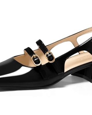 Womens Mary Jane Chunky Low Heels Slingback Pumps Closed Square Toe Wedding Dress Shoes