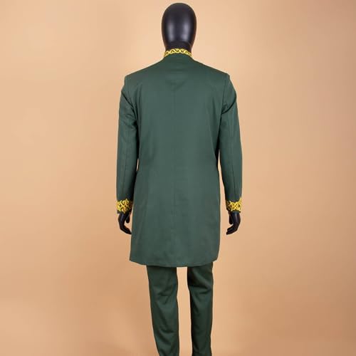 African Slim Fit Men's Suit Gold Printed Formal Suit Wedding Wear