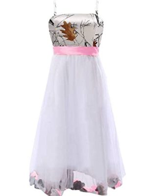 Bride Snowfall Camo Mini Junior Bridesmaid Dresses Flower Girl Dress with Spaghetti Straps