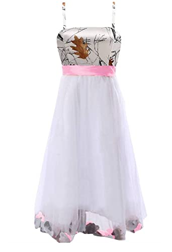 Bride Snowfall Camo Mini Junior Bridesmaid Dresses Flower Girl Dress with Spaghetti Straps