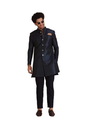 Men's Jacquard Indowestern Sherwani Pajama Set – Mandarin Collar | Indian Wedding & Festive Wear