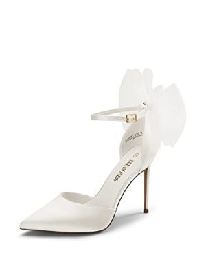 Women's High Heels Strappy Closed Toe Stiletto Pointed Toe Mesh Bows Ankle Strap D'Orsay Sexy Dress Wedding Party Pumps Shoes