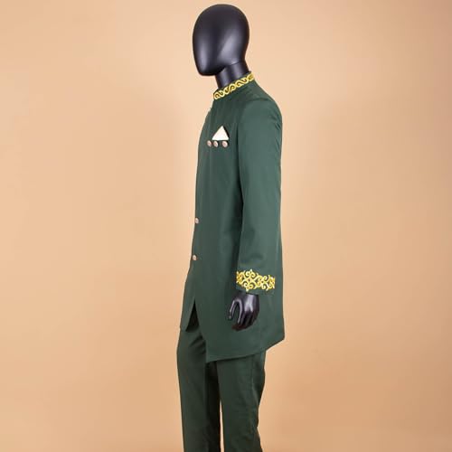 African Slim Fit Men's Suit Gold Printed Formal Suit Wedding Wear