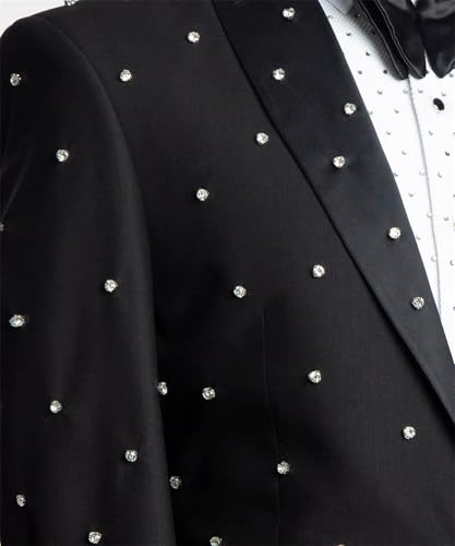 Mens Pearls 2 Pieces Suits Slim Fit Double Breasted Tuxedo Jacket Blazer Pants for Prom,Party,Wedding