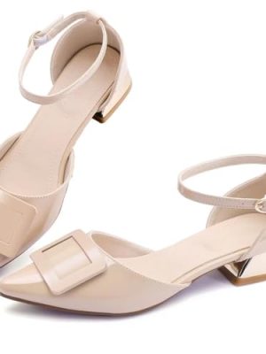 Women's Pumps Shoes Pointed Toe Low Heels Ankle Strap Closed Toe Wedding Party Dress Sandals