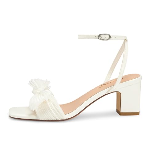 Women's Bow Knot Heeled Sandals Ankle Buckle Strap Open Toe Block Chunky Heels Bride Wedding Party Fashion Heel
