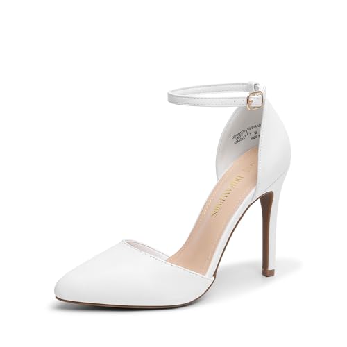 Women's Oppointed-Lacey Pointed Toe Ankle Strap High Heel Stiletto Pumps Wedding Dress Shoes
