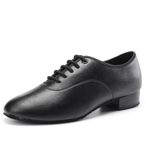 Men Latin Dance Shoes Leather Lace-up Salsa Tango Ballroom Modern Professional Performance Practice Dance Shoes,Model 707B
