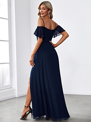 Women's Formal Dresses Off Shoulder Short Sleeve Split A-Line Floor Length Bridesmaid Dresses 0237