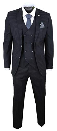 31SyTaBDNL.jpg Mens 3 Piece Suit Gatsby 1920s Gangster Pinstripe Tailored Fit