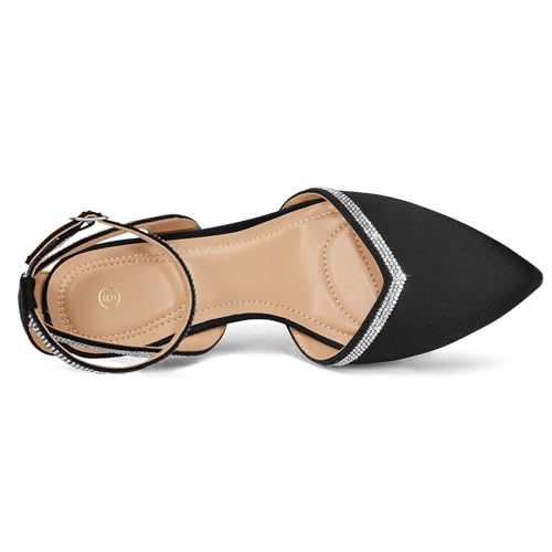 Women's Pumps Shoes Pointed Toe Kitten Low Heels Stiletto Ankle Strap Closed Toe Wedding Party Dress Sandals