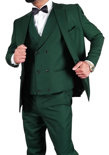 Mens 3 Piece Suit Slim Fit Elegant Wedding Groom Prom Party Suit Blazer Vest and Pants Tuxedo Suit Set