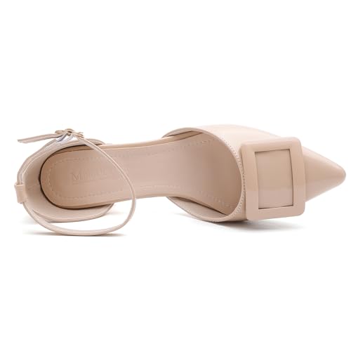 Women's Pumps Shoes Pointed Toe Low Heels Ankle Strap Closed Toe Wedding Party Dress Sandals